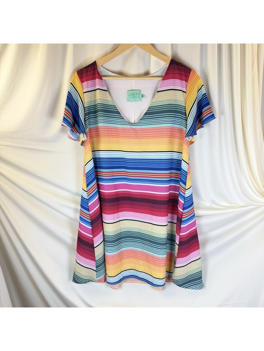 JUDITH MARCH ANTHROPOLOGIE A LINE SHIFT DRESS SOUTHWEST SEDONA STRIPES SZ M